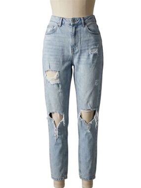 Primark Light Blue Distressed Boyfriend Jeans Sz 0
